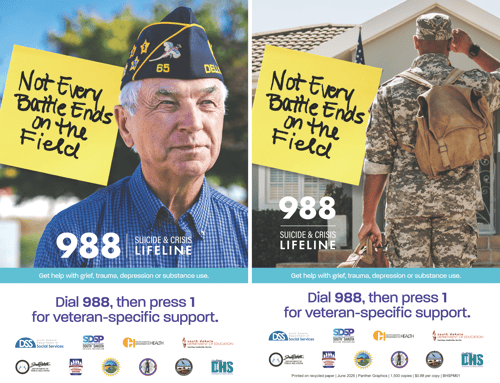 Military member with a sticky note reading "Not Every Battle Ends on the Field"